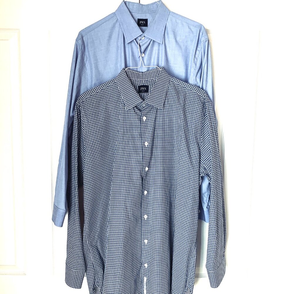 JOHN W NORDSTROM 2  Shirts Long Sleeves 100% Cotton Trim fit Sz 17 1/2 x 35